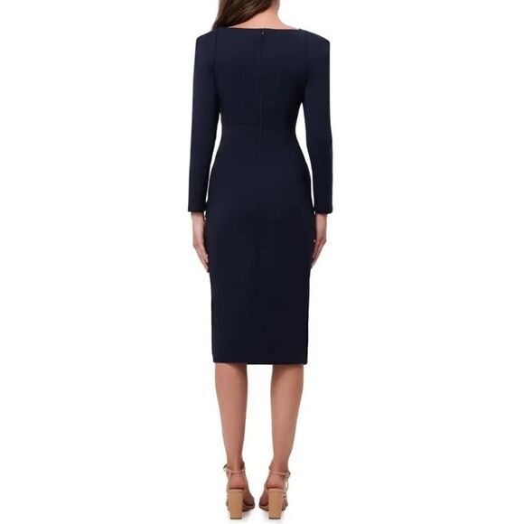 ELLIATT Scarlette Cutout Long Sleeve Sheath Midi Dress in Navy - Picture 6 of 6